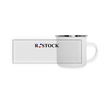 Rostock Schriftzug mit Stadtkarte im Stadtnamen - Panorama Emaille-Tasse - Weiß - Vorne