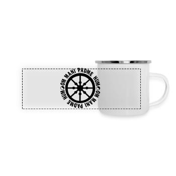 lebensrad mit mantra "om mani padme hum" - Panorama Emaille-Tasse - Weiß - Vorne
