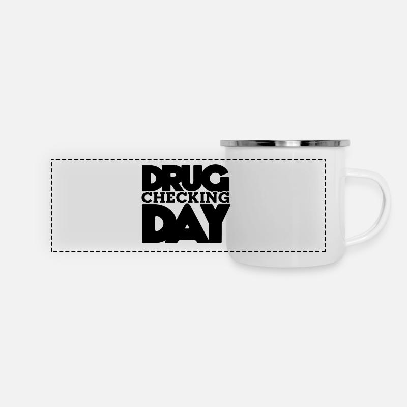Drug Checking Day Letter stack Black big - Panoramic Camper Mug - white