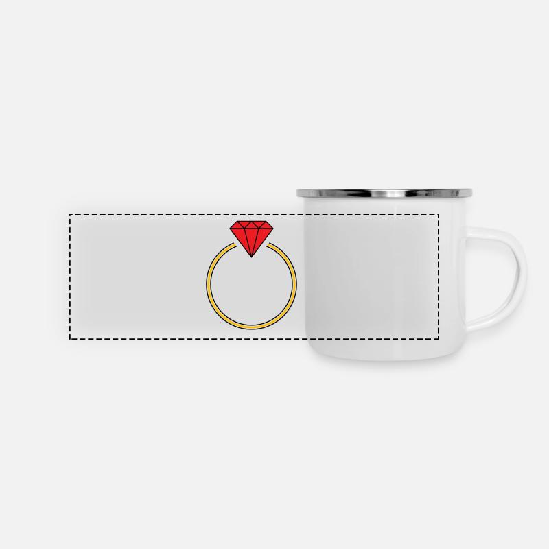 Diamantring - Panorama Emaille-Tasse - Weiß