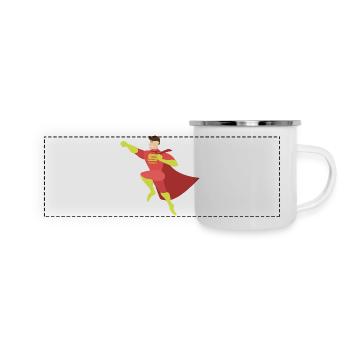 Superpapa als Geschenk - Panorama Emaille-Tasse - Weiß - Vorne