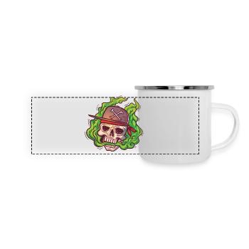 VAPE Totenkopf mit Kappe - Panorama Emaille-Tasse - Weiß - Vorne