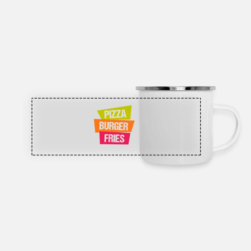 frites Pizza Burger - Mug panoramique émaillé - blanc