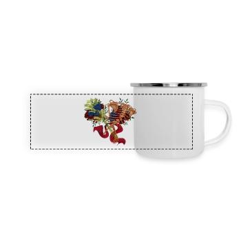 floraler Rücken (bis) - Panorama Emaille-Tasse - Weiß - Vorne