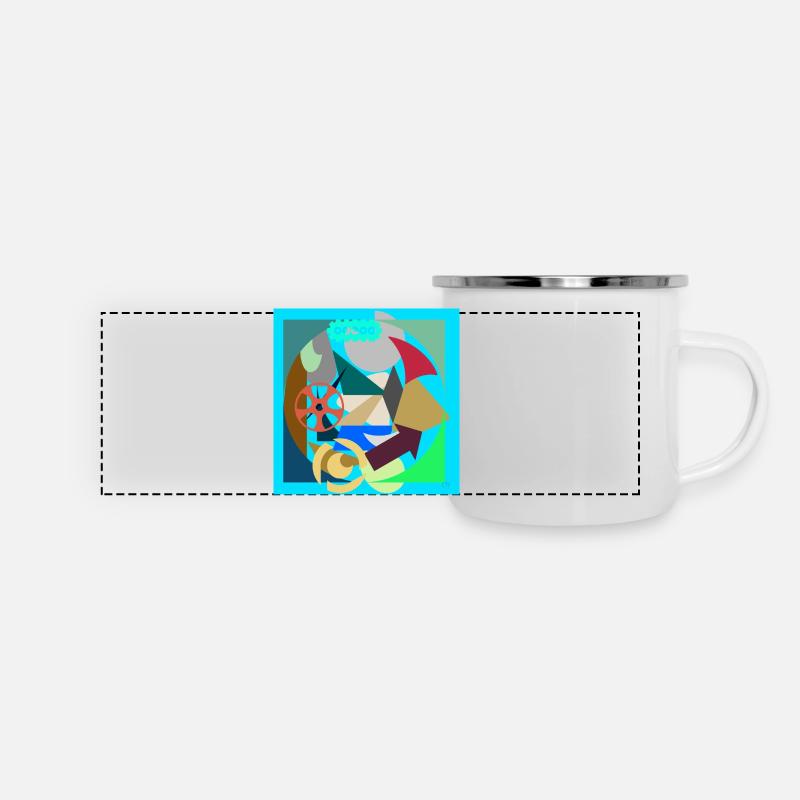 Grafikkunst 🎨 - Panorama Emaille-Tasse - Weiß