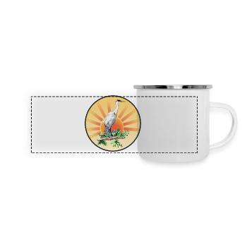 Héron cendré - Mug panoramique émaillé - blanc - Devant