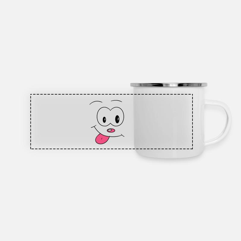Comic drawing funny face cheeky tongue joking - Panoramic Camper Mug - white