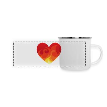 Coeur avec le feu de - Mug panoramique émaillé - blanc - Devant