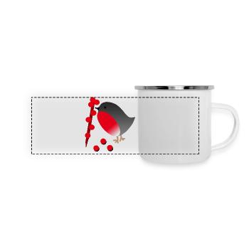 Mignon Rouge-Gorge aux Baies Rouges - Mug panoramique émaillé - blanc - Devant