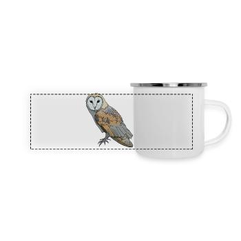 Chouette - Chouette effraie - Mug panoramique émaillé - blanc - Devant
