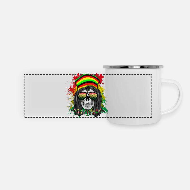 Rasta Skull in rainbow style - Panoramic Camper Mug - white