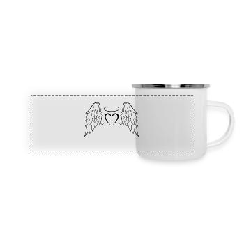 Heart angel wing black - Panoramic Camper Mug - white - Front