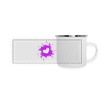 Coeur tache d'encre violet - Mug panoramique émaillé - blanc - Devant