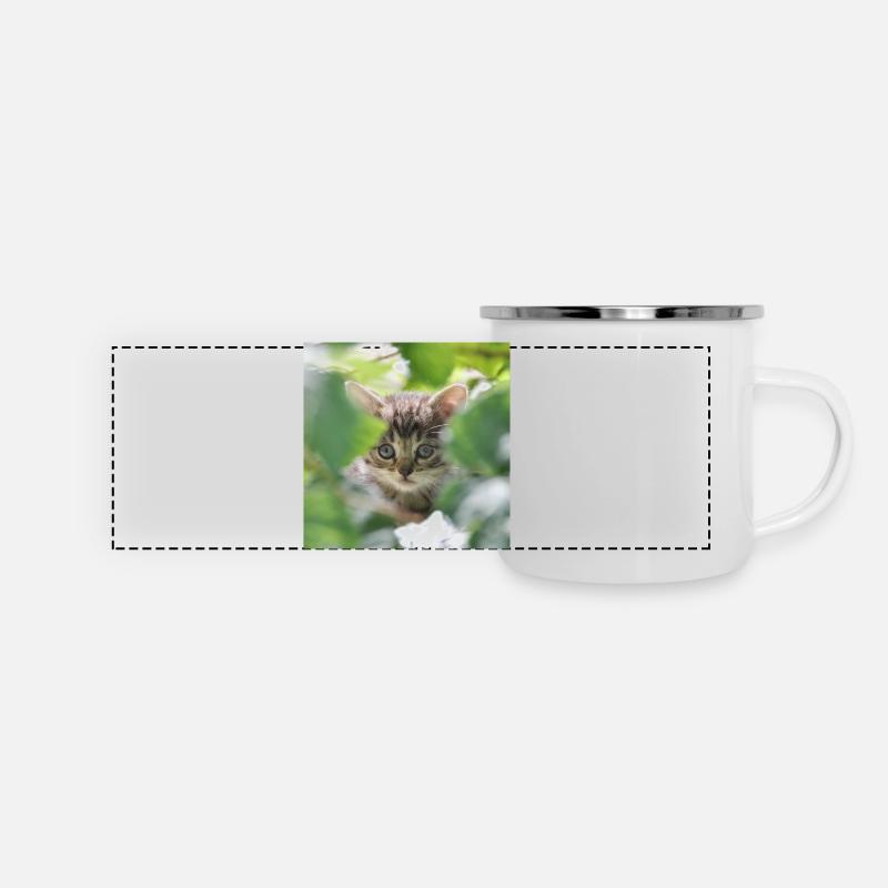 Shy but curious kitten - Panoramic Camper Mug - white