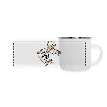 Karaté enfant ou judo enfant ceinture noire - Mug panoramique émaillé - blanc - Devant