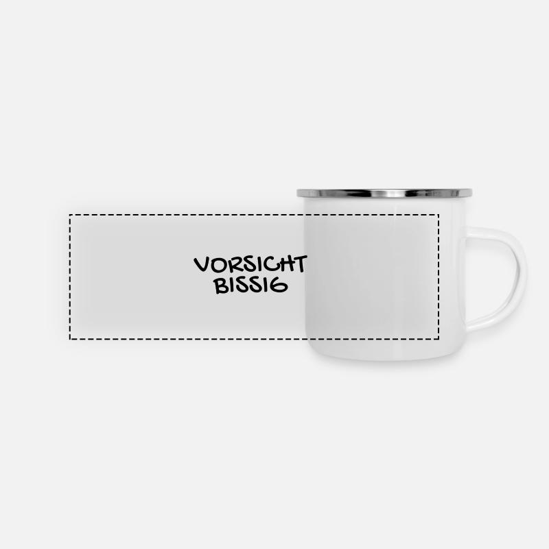 Vorsicht Bissig Mundschutz Nasenschutz - Panorama Emaille-Tasse - Weiß