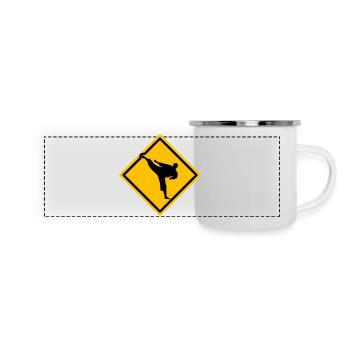 Karate Warning Sign Yokogeri - Panoramic Camper Mug - white - Front
