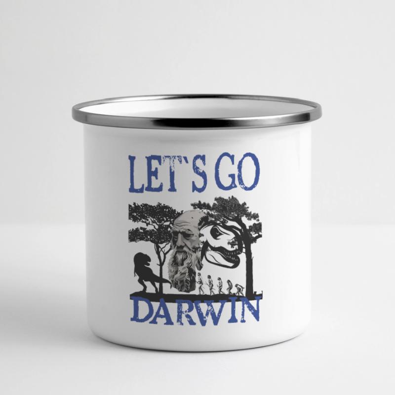 Charles Darwin Evolution textile Geschenkidee Panorama Emaille-Tasse