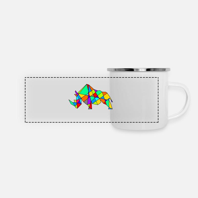 Geometric Camel Puzzle Neon Colors - Panoramic Camper Mug - white