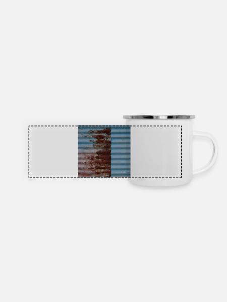 Türkis Rost - Panorama Emaille-Tasse - Weiß
