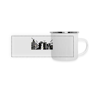 Monster trifft Bauhaus L Black - Panorama Emaille-Tasse - Weiß - Vorne