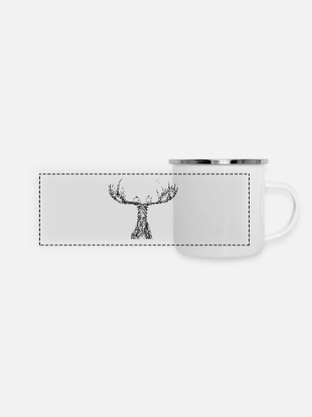 Skulptur Elch Kopf Schweden - Panorama Emaille-Tasse - Weiß