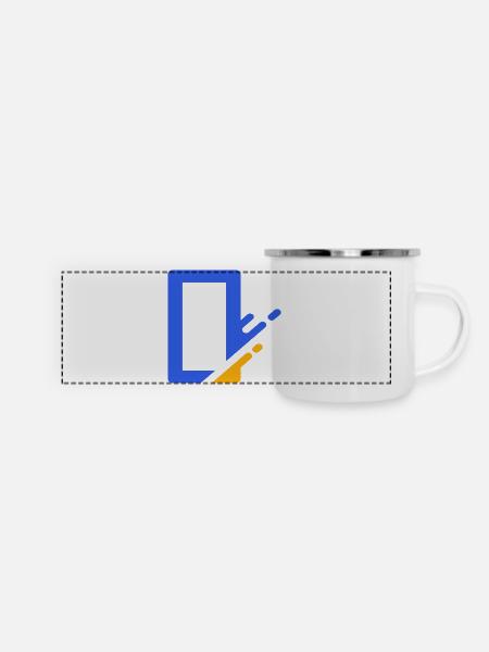 Geometrische Blau Orange Kaskade - Panorama Emaille-Tasse - Weiß