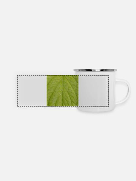 Green leaf - Panorama Emaille-Tasse - Weiß