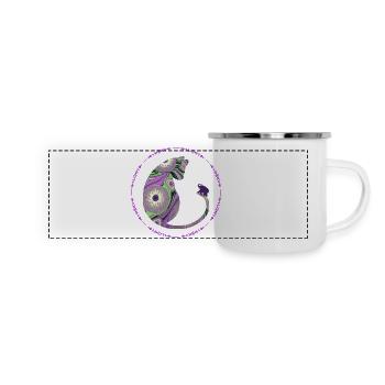 katze mit elefant e 239 - Panorama Emaille-Tasse - Weiß - Vorne