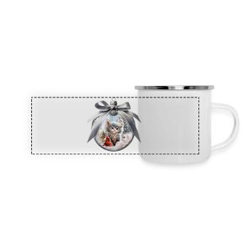 Little kitten with bird. - Panoramic Camper Mug - white - Front