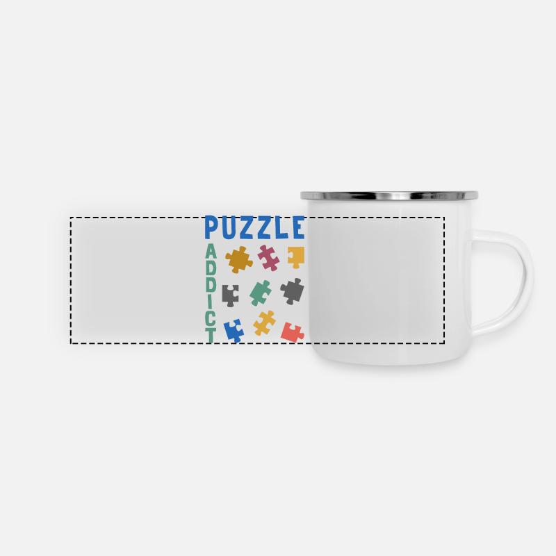 Puzzle addict - Mug panoramique émaillé - blanc