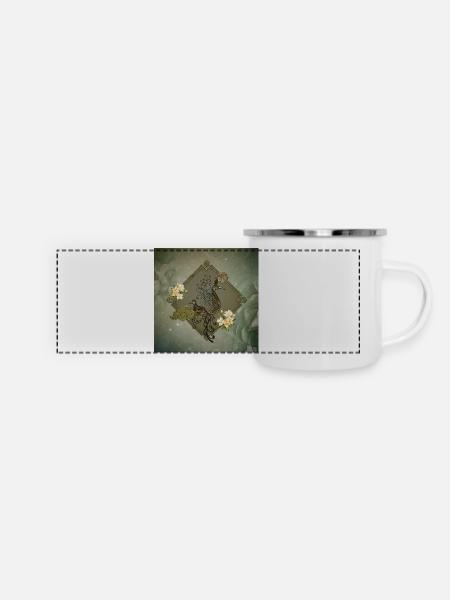 Einzigartige Fantasy-Vögel - Panorama Emaille-Tasse - Weiß