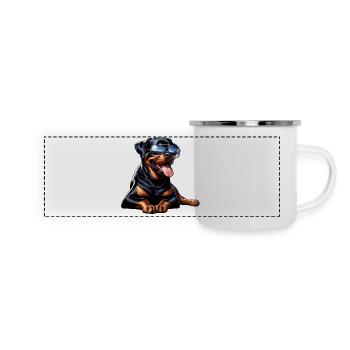 Rottweiler Hunde Design - Panorama Emaille-Tasse - Weiß - Vorne