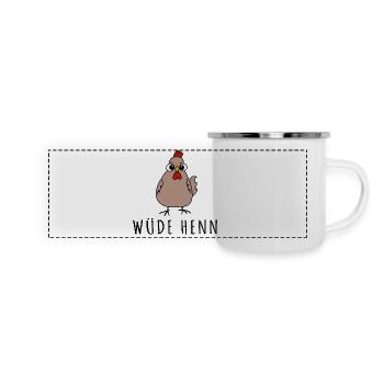 wüde henn hühner hendl dialekt österreich mundart - Panorama Emaille-Tasse - Weiß - Vorne