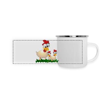 POULETS COQ POULE - Mug panoramique émaillé - blanc - Devant