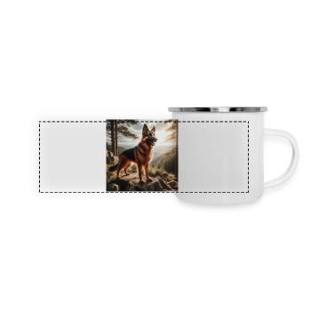 Deutscher Schäferhund Kunst - Panorama Emaille-Tasse - Weiß - Vorne