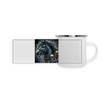 Schweres Pferd - Panorama Emaille-Tasse - Weiß - Vorne