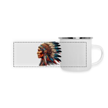 Amérindien Peau rouge d’Amérique - Mug panoramique émaillé - blanc - Devant