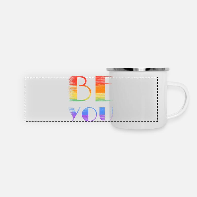 Be You Regenbogen Pinselkunst - Panorama Emaille-Tasse - Weiß