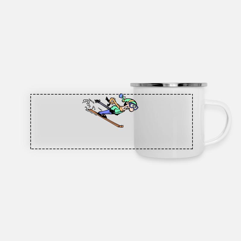 Wintersport Eishockey Snowboard Schifahrer Eis - Panorama Emaille-Tasse - Weiß