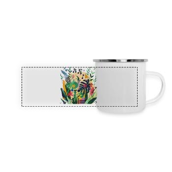 Plantes et musique - Impression de mode de haute qualité - Mug panoramique émaillé - blanc - Devant