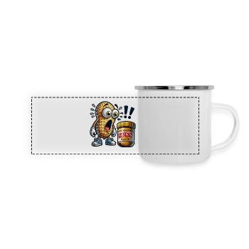 Lustiges Erdnuss Design - Panorama Emaille-Tasse - Weiß - Vorne