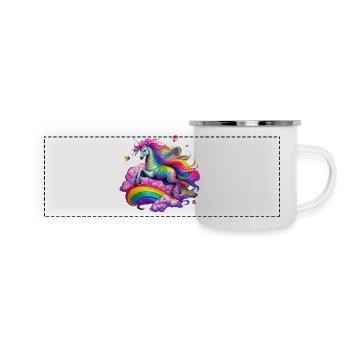 Licorne arc-en-ciel féerique - Mug panoramique émaillé - blanc - Devant