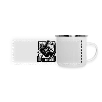 Bouldern Gorilla Silberrücken Geschenk - Panorama Emaille-Tasse - Weiß - Vorne