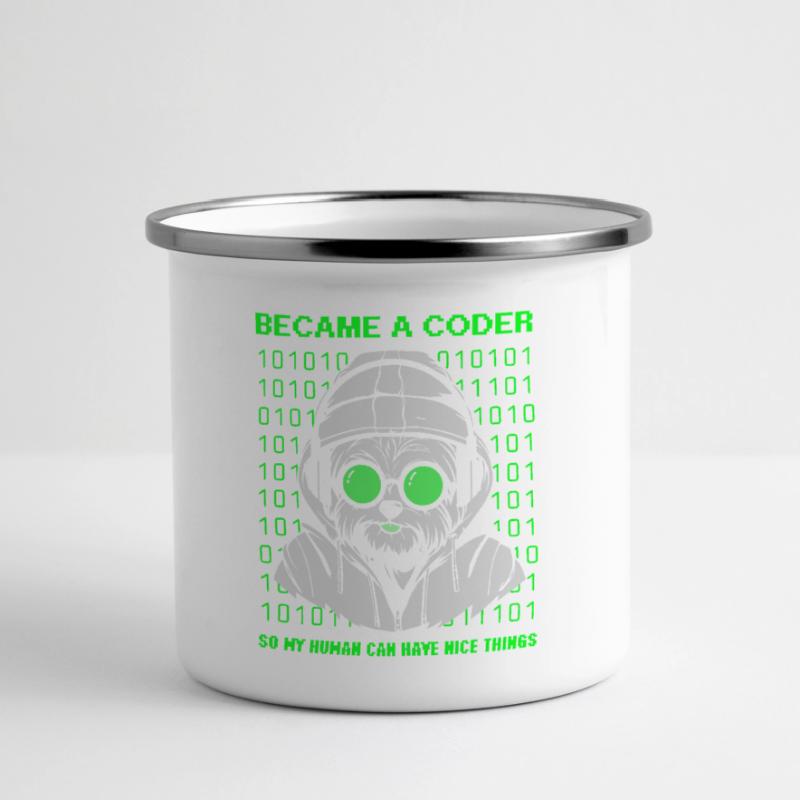Became a Coder – Cyber Dog Binary Panorama Emaille-Tasse