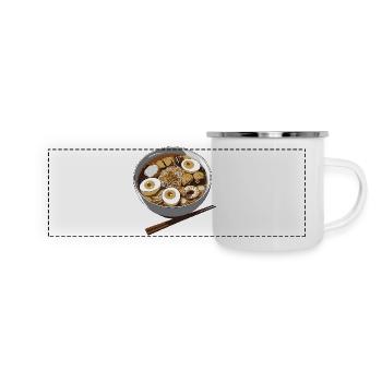Ramen Eier Bowl Illustration - Panorama Emaille-Tasse - Weiß - Vorne