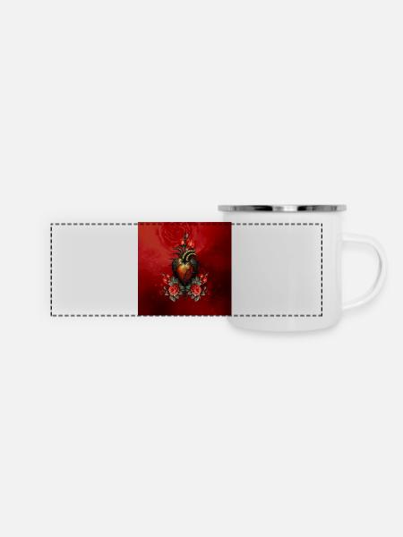 Die gotische Eleganz des Herzens, - Panorama Emaille-Tasse - Weiß