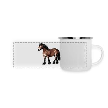 Pferd Kaltblut Braun - Panorama Emaille-Tasse - Weiß - Vorne