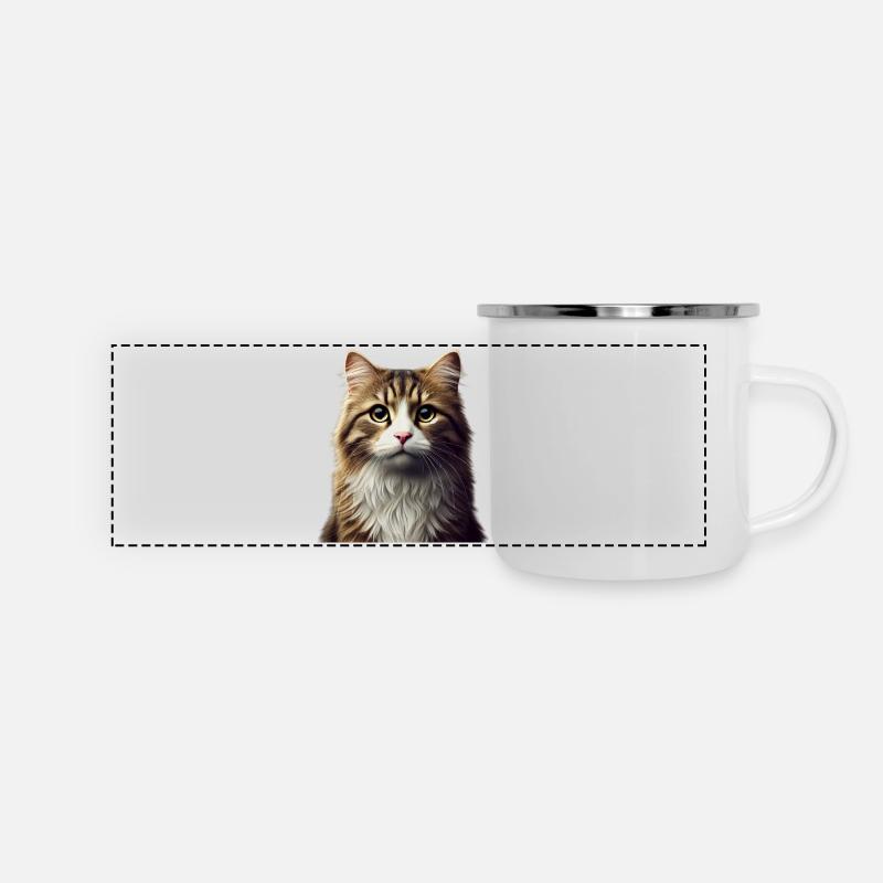 Chat - Mug panoramique émaillé - blanc