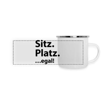 Sitz Platz egal - Panorama Emaille-Tasse - Weiß - Vorne